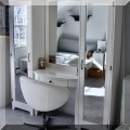 F34. White modular three piece 2 door vanity set 73”h x 67”w x 14”d 